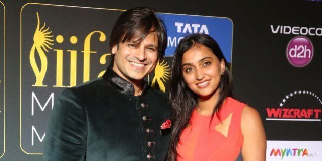 TAMPA, FL - APRIL 25: (L-R) Vivek Oberoi and Priyanka Alva Oberoi arrive to the IIFA Magic of the Movies at MIDFLORIDA Credit Union Amphitheatre on April 25, 2014 in Tampa, Florida. (Photo by Aaron Davidson/Getty Images)