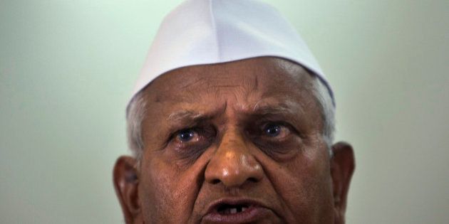 India's anti-corruption activist Anna Hazare addresses a press conference in New Delhi, India, Tuesday, Sept. 18, 2012. (AP Photo/Tsering Topgyal)