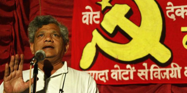 Communist Party of India Marxist (CPI-M) leader Sitaram Yechury addresses a public meeting in favour of party candidate Jibesh Sarkar for the Darjeeling constituency in Siliguri on April 20, 2009. India holds its 15th parliamentary general elections in five phases on April 16, April 23, April 30, May 7 and May 13 and the new Parliament will be constituted before June 2, 2009. AFP PHOTO/ Diptendu DUTTA. (Photo credit should read DIPTENDU DUTTA/AFP/Getty Images)