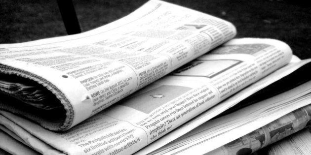 Newspapers in black and white