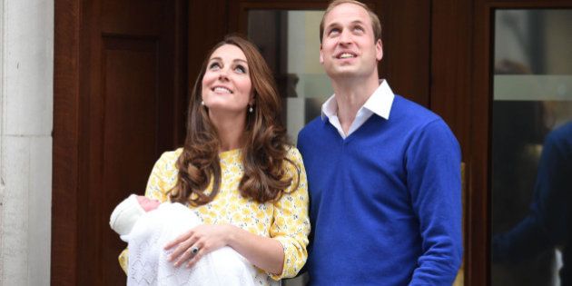 Photo by: KGC-03/STAR MAX/IPx 5/2/15 The Princess of Cambridge is seen outside the Lindo Wing of St. Mary's Hospital with her parents Prince William The Duke of Cambridge and Catherine The Duchess of Cambridge. The Princess was born on Saturday, May 2nd, 2015 at 8:34 AM weighing 8lbs. 3oz. (London, England, UK)