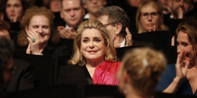 French actress Catherine Deneuve attends the opening ceremony of the 68th Cannes Film Festival in Cannes, southeastern France, on May 13, 2015. AFP PHOTO / VALERY HACHE (Photo credit should read VALERY HACHE/AFP/Getty Images)