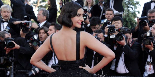 Sonam Kapoor arrives for the screening of The Homesman at the 67th international film festival, Cannes, southern France, Sunday, May 18, 2014. (Photo by Arthur Mola/Invision/AP)