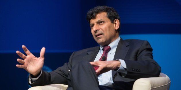 Raghuram Rajan, Governor of the Reserve Bank of India, speaks during a discussion entitled 'The New Normal in Asia: Will Growth Inevitably Slow?' at the IMF/WB Spring Meetings in Washington, DC, on April 16, 2015. AFP PHOTO/NICHOLAS KAMM (Photo credit should read NICHOLAS KAMM/AFP/Getty Images)