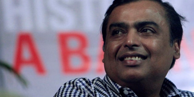 Reliance Industries Managing Director Mukesh Ambani looks on during a book release function in Mumbai, India, Tuesday, June 17, 2010. (AP Photo/Rajanish Kakade)