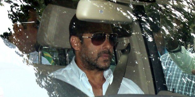 Indian Bollywood actor Salman Khan arrives at session court for hearing of the bail plea in a 2002 hit-and-run case in Mumbai on May 8, 2015. Bollywood superstar Salman Khan's five-year prison sentence for killing a homeless man with his SUV after a night out drinking 13 years ago was suspended on May 8, 2015, pending an appeal. AFP PHOTO/ SUJIT JAISWAL (Photo credit should read SUJIT JAISWAL/AFP/Getty Images)