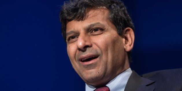 Raghuram Rajan, Governor of the Reserve Bank of India, speaks during a discussion entitled 'The New Normal in Asia: Will Growth Inevitably Slow?' at the IMF/WB Spring Meetings in Washington, DC, on April 16, 2015. AFP PHOTO/NICHOLAS KAMM (Photo credit should read NICHOLAS KAMM/AFP/Getty Images)