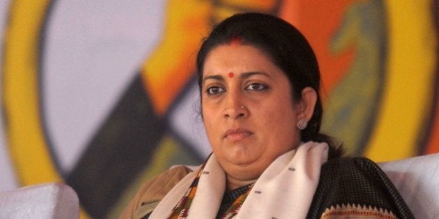 Minister of Human Resource Development, Smriti Zubin Irani attends the Akhil Bharatiya Vidyarthi Parishad (ABVP) - a right wing all-India student organisation - 60th National Conference in Amritsar on November 16, 2014. Hundreds of ABVP members from across the country are visiting the city to attend the organisation's 60th National Conference from November 14-16. AFP PHOTO/NARINDER NANU (Photo credit should read NARINDER NANU/AFP/Getty Images)