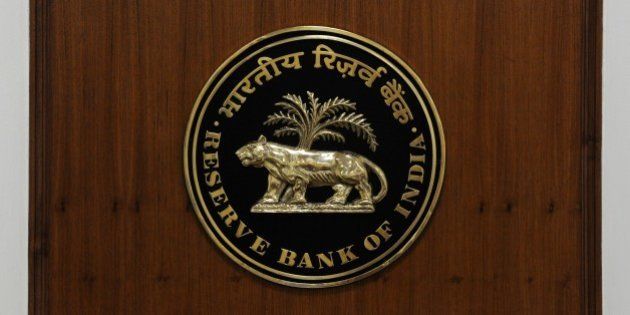 A logo of The Reserve Bank of India is pictured in New Delhi on August 10, 2014. AFP PHOTO/ SAJJAD HUSSAIN (Photo credit should read SAJJAD HUSSAIN/AFP/Getty Images)