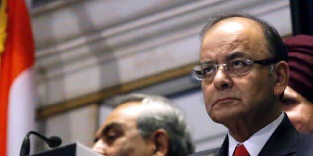 India's Finance Minister Arun Jaitley looks on before he rings the closing bell for the trading session at the New York Stock Exchange in New York on June 17, 2015. Wall Street stocks rose early ahead of a Federal Reserve policy statement that could offer clues on when the US central bank will begin lifting interest rates. AFP PHOTO/ KENA BENTACUR (Photo credit should read KENA BETANCUR/AFP/Getty Images)