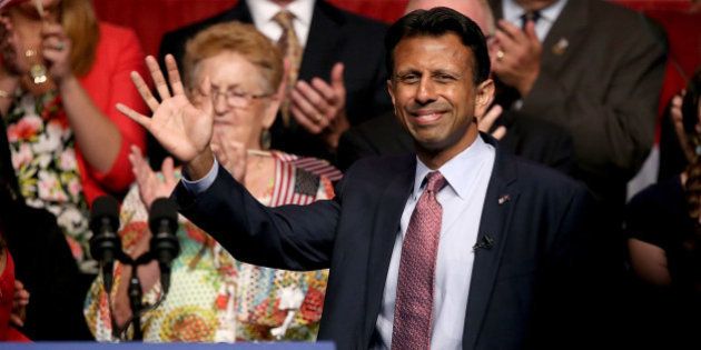 KENNER, LA - JUNE 24: Louisiana Governor Bobby Jindal announces his candidacy for the 2016 Presidential nomination during a rally a he Pontchartrain Center on June 24, 2015 in Kenner, Louisiana. (Photo by Sean Gardner/Getty Images)