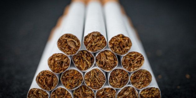 BRISTOL, ENGLAND - JUNE 10: A close-up view of cigarettes on June 10, 2015 in Bristol, England. Health campaigners have asked for a levy on the tobacco industry to help fund anti-smoking measures. (Photo by Matt Cardy/Getty Images)