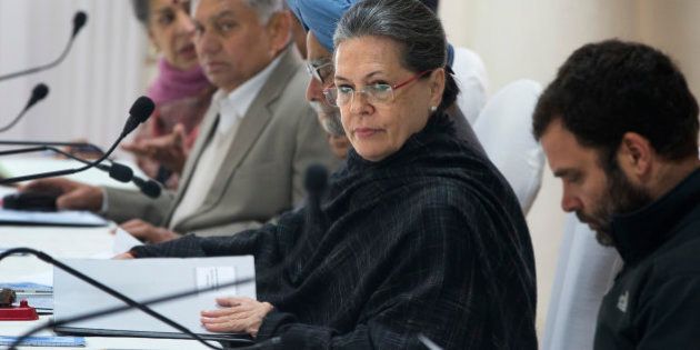 Indiaâs opposition Congress party President Sonia Gandhi presides over the Congress Working Committee (CWC) meeting at the party headquarters in New Delhi, India, Tuesday, Jan. 13, 2015. The CWC is the highest decision making body of the Congress party. (AP Photo /Manish Swarup)