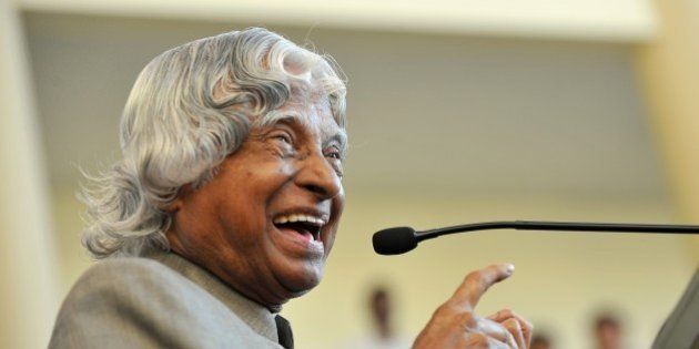 Former Indian president A.P.J. Abdul Kalam addresses the audience during the inauguration of the Centre of Excellence in High Speed Aerodynamics at the Indian Institute of Science in Bangalore on November 8, 2011. The former president held Abdul Kalam has backed the Koodankulam nuclear power project in Tamil Nadu after visiting and holding discussions with concerned officials on safety aspects while locals have intensified their protests saying they are not willing to enter into a dialogue with him. AFP PHOTO/Manjunath KIRAN (Photo credit should read Manjunath Kiran/AFP/Getty Images)