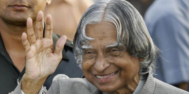 New Delhi, INDIA: India's outgoing President A P J Abdul Kalam waves while meeting guests during a reception at the Presidential palace in New Delhi, 22 July 2007. Kalam's term expires on 24 July and he is set to be replaced by Pratibha Patil, (72), a politician nominated by the ruling Congress Party and who will become India's first woman president. AFP PHOTO/Prakash SINGH (Photo credit should read PRAKASH SINGH/AFP/Getty Images)