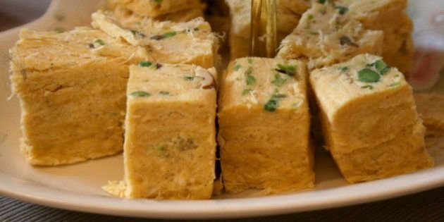 Soan papdi, a sugary treat from India.