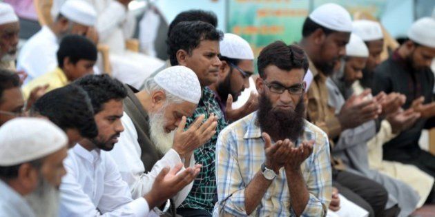 Indian Muslims offer special prayers for the death of executed convicted bomb plotter Yakub Memon, at Eidgah Ujaleshah in Hyderabad on July 30, 2015. India executed convicted bomb plotter Yakub Memon for conspiring in the nation's deadliest attack, a series of blasts that killed hundreds in Mumbai more than two decades ago. Memon was hanged at Nagpur jail in the western state of Maharashtra on his 53rd birthday after India's president and Supreme Court rejected 11th-hour appeals for clemency. AFP PHOTO/NOAH SEELAM (Photo credit should read NOAH SEELAM/AFP/Getty Images)