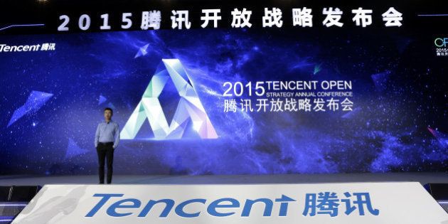 BEIJING, CHINA - APRIL 28: (CHINA OUT) Ren Yuxin, chief operating officer of Tencent, speaks during the 2015 Tencent Open Strategy Annual Conference at National Convention Center on April 28, 2015 in Beijing, China. The 2015 Tencent Open Startegy Annual Conference got held at National Convention Center and COO of Tencent delivered a speech that Tencent would start new integration of resources to created more innovative and entrepreneurial platform for society. General Secretary of Internet Society of China Lu Wei, COO of Tencent Ren Yuxin, vice president of Tencent Mobile Business Group Lin Songtao and general manager of Tencent Open Platform Hou Xiaonan attended the conference. (Photo by ChinaFotoPress/ChinaFotoPress via Getty Images)