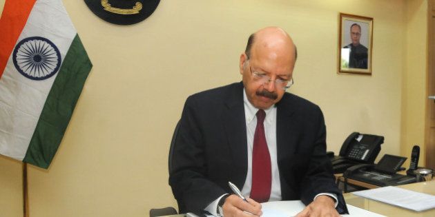 NEW DELHI, INDIA - APRIL 19: Nasim Zaidi takes charge as the new 20th chief election commissioner (CEC), on April 19, 2015 in New Delhi, India. After taking charge as CEC, Zaidi said the EC would focus on voter-centric activities from enrollment to enable them with e-services. He said, 'Holding of free and fair elections at all costs based on error-free electoral rolls will be the aim of the election commission.' (Photo by Imtiyaz Khan/Hindustan Times via Getty Images)