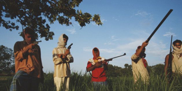 Members of the Ranvir Sena, an upper caste militia in Bihar, India, circa 1995. (Photo by Robert Nickelsberg/Getty Images)