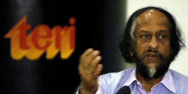 Director-General, TERI and Chairman, Intergovernmental Panel on Climate Change R.K. Pachauri gestures as he answers a question during a press conference in New Delhi on July 8, 2008, on Opportunities and Implications Related to India's National Action Plan on Climate Change (NAPCC). The NAPCC was unveiled on June 30, demonstrating India's commitment to meeting the challenges of climate change, NAPCC signals India's intent to move towards greater use of renewable energy resources and more efficient managemnet of critical natural resources such as water. AFP PHOTO/ Manpreet ROMANA (Photo credit should read MANPREET ROMANA/AFP/Getty Images)