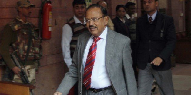 NEW DELHI, INDIA - FEBRUARY 5: (file photo) Indian National Security Advisor Ajit Doval at Home Ministry, on February 5, 2015 in New Delhi, India. Doval was born in 1945 to a Garhwali family in the village of Ghiri Banelsyun in Pauri Garhwal in the erstwhile princely state of Tehri Garhwal, now in Uttarakhand. Doval's father had served in the Indian Army. He was undercover in Pakistan for 7 years posing as a Pakistani Muslim in Lahore. In 1999, when the Indian Airlines flight IC-814 was hijacked from Kathmandu and flown to Kandahar with the passengers as hostages, Doval was India's main negotiator with the hijackers. In Kashmir, he infiltrated the militant outfits and was able to turn militants into peacemakers. The transforming of rabid anti-India militant Kuka Parray into a pro-India peacenik was a notable triumph of Doval. Some of the credit for peace in Kashmir in the last decade should go to the current NSA. (Photo by Arvind Yadav/Hindustan Times via Getty Images)