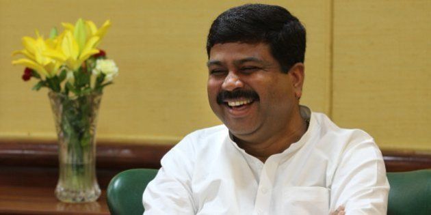 NEW DELHI, INDIA - MAY 27: Union Minister for Petroleum and Natural Gas Dharmendra Pradhan during interview at Shastri Bhawan on May 27, 2015 in New Delhi, India. (Photo by Arvind Yadav/Hindustan Times via Getty Images)
