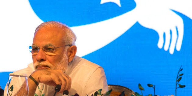 Indian Prime Minister Narendra Modi attends the Call To Action Summit 2015, âEnding preventable child and maternal deathsâ, in New Delhi, India, Thursday, Aug. 27, 2015. Promising to provide equitable healthcare that addresses intra-state disparities, Modi listed out achievements and strides made by India especially in materal and child health Thursday. He also said that India would reach close to achieving the millennium development goal of reducing under-five mortality rate, according to Press Trust of India. (AP Photo/Manish Swarup)