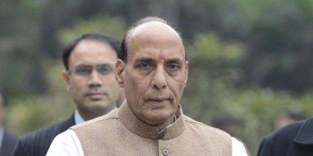 NEW DELHI,INDIA MARCH 03: Home Minister Rajnath Singh after the BJP Parliamentary Board meeting in New Delhi.(Photo by Praveen Negi/India Today Group/Getty Images)