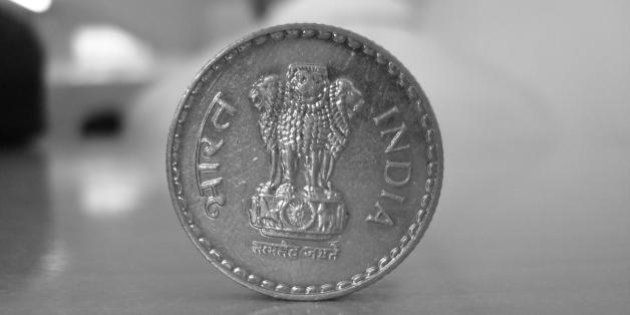 Indian Five Rupee Coin.