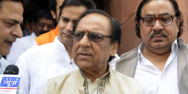 NEW DELHI, INDIA - APRIL 24: Pakistani ghazal singer Gulam Ali after meeting Prime Minister Narendra Modi at Parliament during the Budget session on April 24, 2015 in New Delhi, India. Ali, who has sung for a number of Indian movies, recently had a concert in the famous Sankat Mochan temple in Modis Lok Sabha constituency Varanasi. (Photo by Mohd Zakir/Hindustan Times via Getty Images)