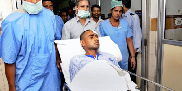 NOIDA, INDIA - OCTOBER 8: Danish, injured son of deceased Mohmammad Ikhlaq was shifted to High Dependency Unit (HDU) from Intensive Care Unit (ICU) today at Kailash hospital on October 8, 2015 in Noida, India. Doctors say that his condition is stable now and he is on recovery. Last week a 50-year-old man, Mohammad Akhlaq (Ikhlaq), was lynched for allegedly buying and eating beef in his house in Bishada village. (Photo by Burhaan Kinu/Hindustan Times via Getty Images)