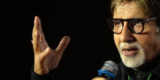 Indian Bollywood actor Amitabh Bachchan speaks during a news conference marking 40 years since the release of iconic Bollywood film 'Sholay' in Mumbai on August 14, 2015. AFP PHOTO/ PUNIT PARANJPE (Photo credit should read PUNIT PARANJPE/AFP/Getty Images)