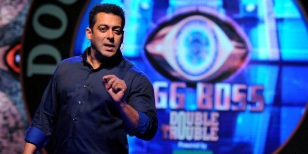 Indian Bollywood actor Salman Khan performs at the launch of the Indian reality television show Bigg Boss Nau 'Double Trouble' in Mumbai on September 28, 2015. AFP PHOTO (Photo credit should read STR/AFP/Getty Images)