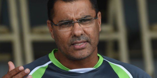 Pakistan cricket head coach Waqar Younis talks to press in Lahore on April 10, 2015. Pakistani cricket head coach Waqar Younis on April 10, 2015, said players with the right kind of attitude will get a place in the national team which enters a new era with their forthcoming tour of Bangladesh. AFP PHOTO/ Arif ALI (Photo credit should read Arif Ali/AFP/Getty Images)