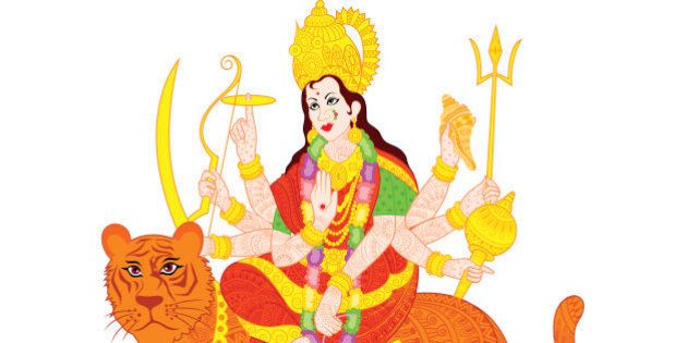 easy to edit vector illustration of Goddess Durga