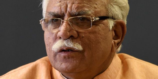 NEW DELHI, INDIA - AUGUST 7: Chief Minister of Haryana Manohar Lal Khattar during an exclusive interview on August 7, 2015 in New Delhi, India. (Photo by Saumya Khandelwal/Hindustan Times via Getty Images)