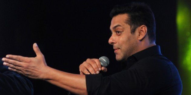 Indian Bollywood actor Salman Khan speaks onstage during a promotional event in Mumbai on late October 2, 2015. AFP PHOTO / STR (Photo credit should read STRDEL/AFP/Getty Images)