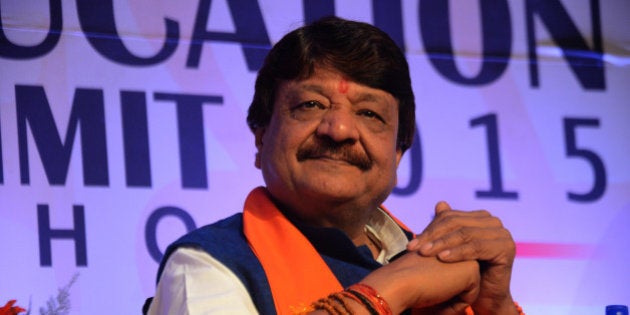 BHOPAL, INDIA FEBRUARY 19: Kailash Vijayvargiya at Education Summit 2015 in Bhopal.(Photo by Pankaj Tewari/India Today Group/Getty Images)