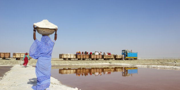 India, Rajasthan, salt mine on the Sambhar salt lake.