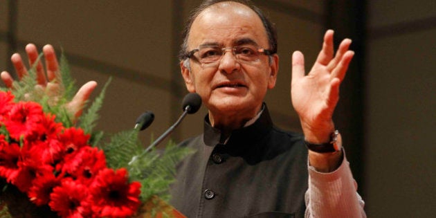 Indian Finance Minister Arun Jaitley speaks during a conference on âRegulatory Framework for International Financial Services Centre (IFSC) in Indiaâ, in Gandhinagar, India, Friday, April 10, 2015. Jaitley announced rules and regulations for foreign and domestic financial services companies who wish to set up operations at India's first IFSC. (AP Photo/Ajit Solanki)