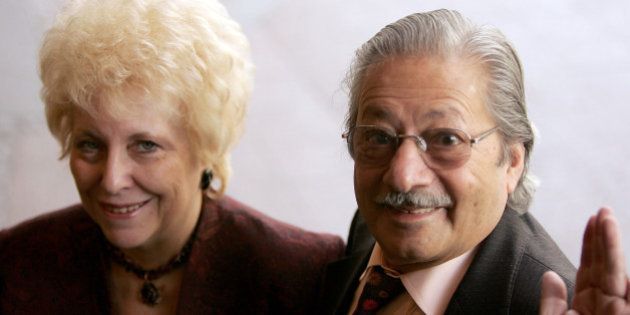 LONDON - FEBRUARY 18: Actor Saeed Jaffrey with his wife arrive at the 'Norman At Ninety' Tribute Luncheon at the Royal Lancaster Hotel on February 18, 2005 in London. Members of showbiz fraternity and charity The Grand Order Of Water Rats and other celebrity friends help celebrate Wisdom's 90 birthday, which was February 4. (Photo by MJ Kim/Getty Images)