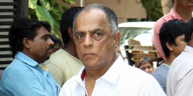 Indian Bollywood film producer and present Chairperson of the Central Board, Pahlaj Nihalani attends the funeral of the late Bollywood music composer and singer Aadesh Shrivastava in Mumbai on September 5, 2015. AFP PHOTO (Photo credit should read STR/AFP/Getty Images)