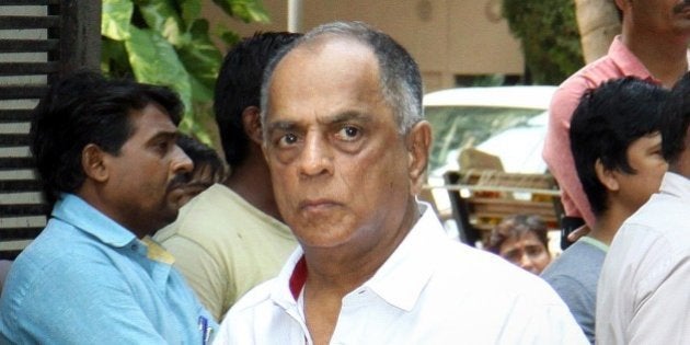 Indian Bollywood film producer and present Chairperson of the Central Board, Pahlaj Nihalani attends the funeral of the late Bollywood music composer and singer Aadesh Shrivastava in Mumbai on September 5, 2015. AFP PHOTO (Photo credit should read STR/AFP/Getty Images)