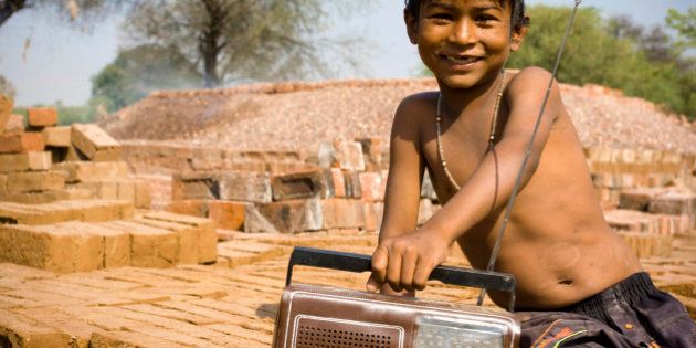 Indian child with radio