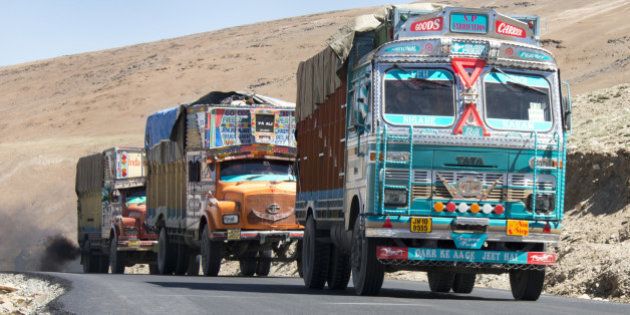Decorated trucks on Leh-Manali Highway