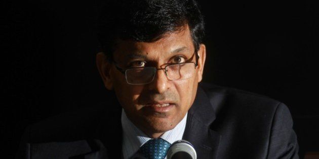 MUMBAI, INDIA - DECEMBER 1: Reserve Bank of India (RBI) Governor Raghuram Rajan during a news conference after the announcement of the first bi-monthly monetary policy for the year 2015-16 at the RBI headquarters on December 1, 2015 in Mumbai, India. (Photo by Kunal Patil/Hindustan Times via Getty Images)