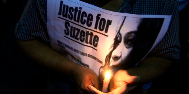 KOLKATA, INDIA - 2015/03/17: Social activist rallied from Asiatic Society to Park Street Police station demanding justice for Park Street rape victim Suzette Jordan. She died on 13 March, 2015 at the age of 40, of meningoencephalitis. (Photo by Pacific Press/Pacific Press/LightRocket via Getty Images)