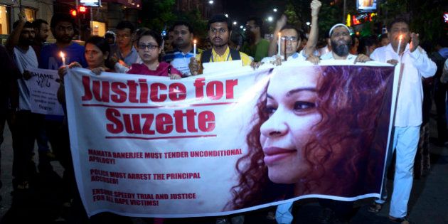 KOLKATA, INDIA - 2015/03/17: Social activist rallied from Asiatic Society to Park Street Police station demanding justice for Park Street rape victim Suzette Jordan. She died on 13 March, 2015 at the age of 40, of meningoencephalitis. (Photo by Pacific Press/Pacific Press/LightRocket via Getty Images)