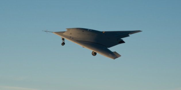 ISTRES, FRANCE: In this undated handout image supplied by Dassault Aviation on June 12, 2014, The nEUROn, an Unmanned Combat Air Vehicle (UCAV) or drone in flight in December 2013. The nEUROn, an Unmanned Combat Air Vehicle (UCAV) is developed under a European consortium led by French defence group Dassault. (Photo Dassault Aviation - M. Brunet via Getty Images)
